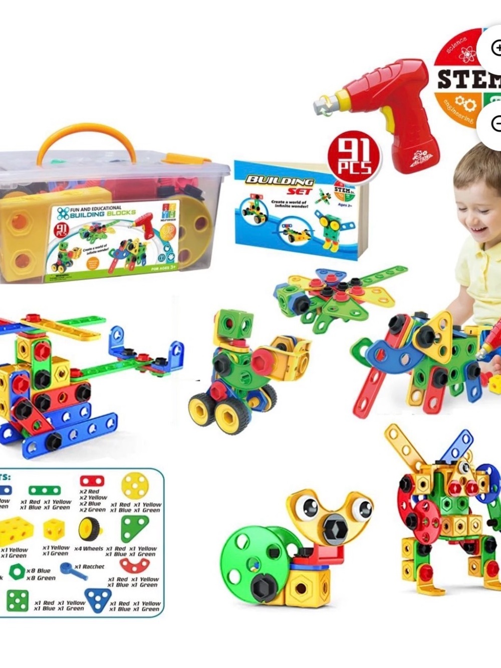 Picasso Tiles Stem Building Set Piece Kids Building Set - Multicolor